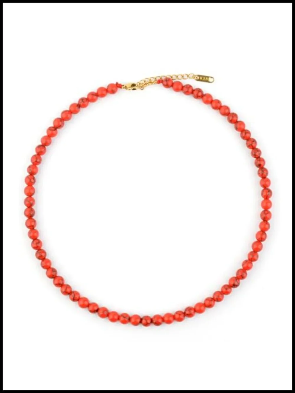 Beaded Choker Necklace 18K Gold Plated Natural Stone Strand